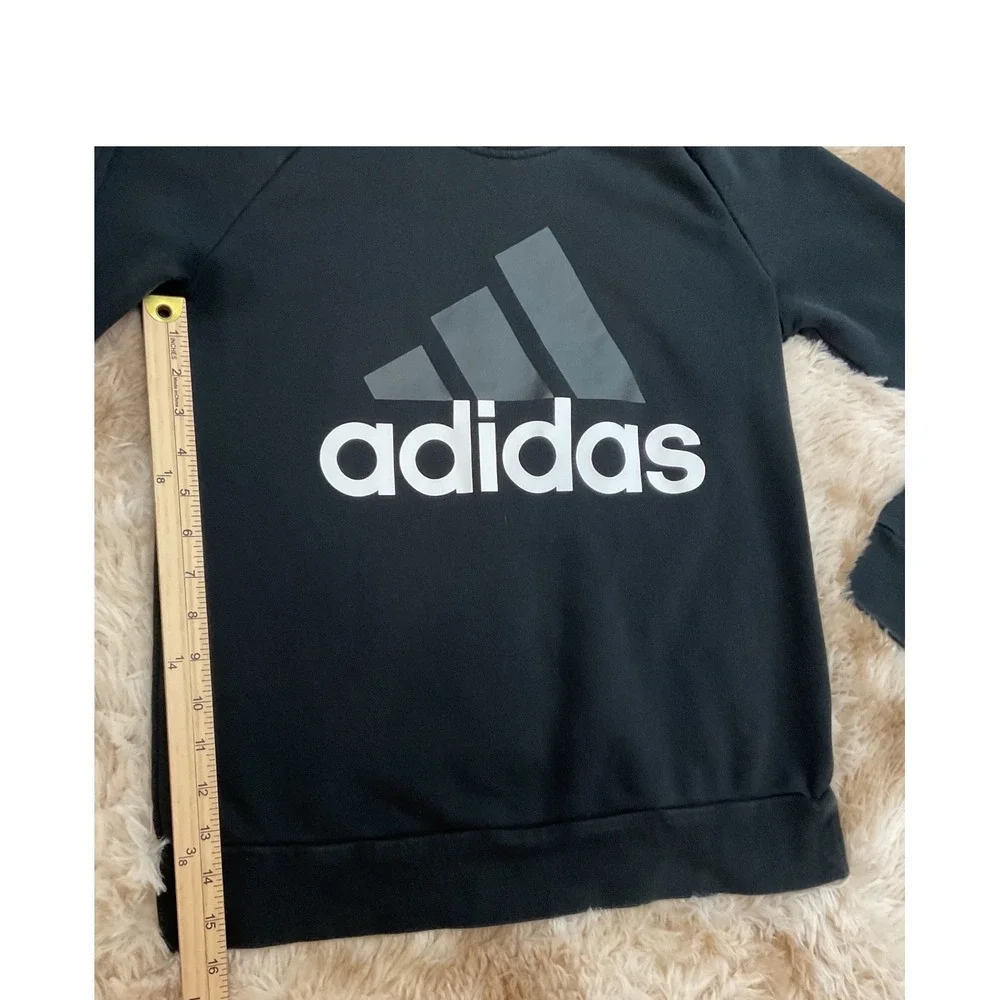 Adidas Mens Black Graphic Logo Raglan Crewneck Sweatshirt Medium RN 88387